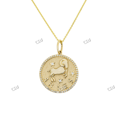 Coin Sine Round Moissanite Diamond Pendant Necklace