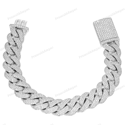 Sterling Silver Moissanite Cuban Link Bracelet