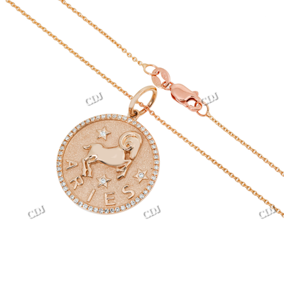 Coin Sine Round Moissanite Diamond Pendant Necklace