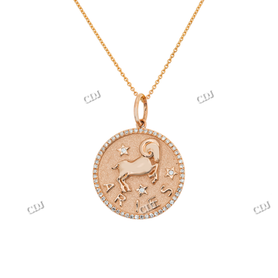 Coin Sine Round Moissanite Diamond Pendant Necklace