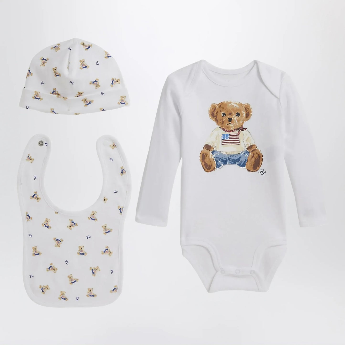 Polo Ralph Lauren - Three-piece Polo Bear cotton set in white