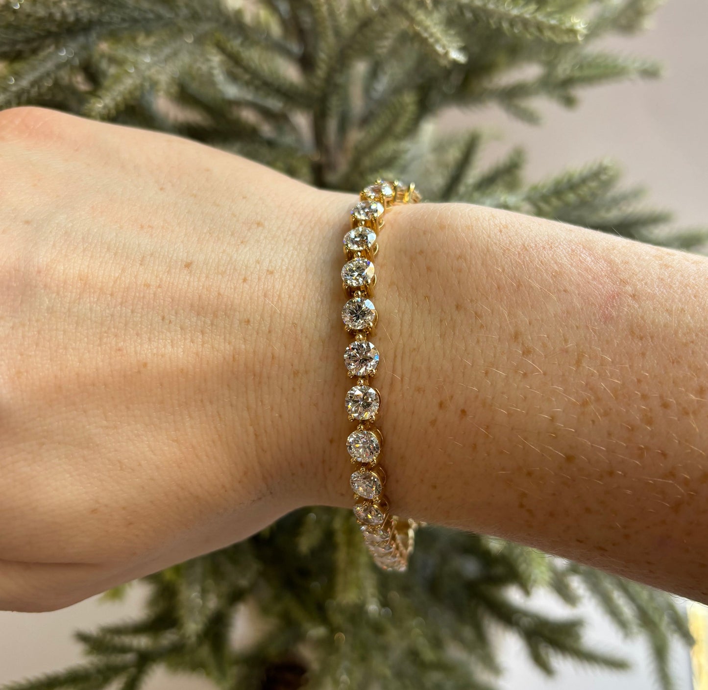15 CTW Lab-Grown Diamond Tennis Bracelet | 14K Yellow Gold