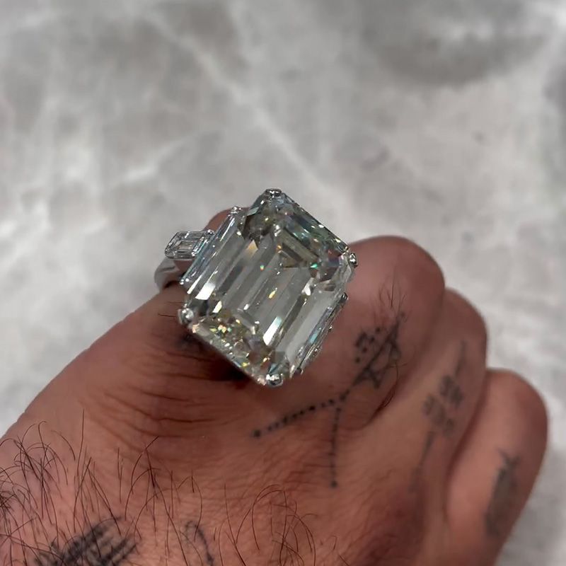 15ct Emerald Cut White Sapphire Luxury Handmade Sterling Silver Men’s Ring