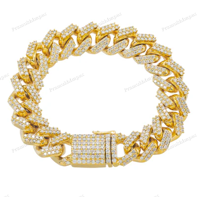 Moissanite Diamond Prong Set Cuban Link Bracelet