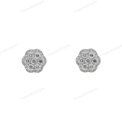 Floral Design Push Back Moissanite Diamond Earrings