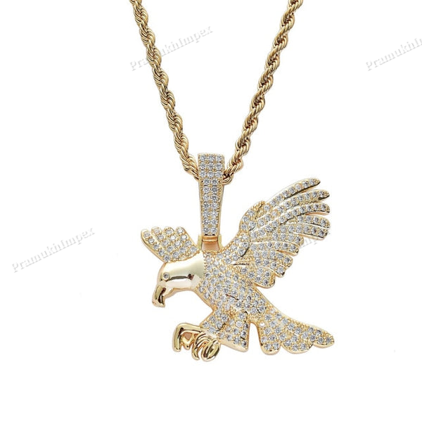 Moissanite Sterling Silver Eagle Gold Plated Pendant