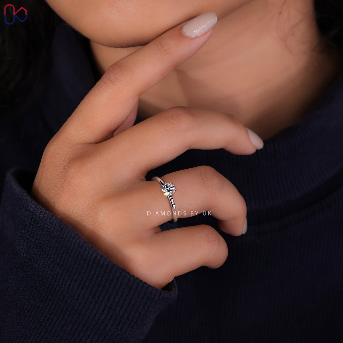 Hidden Halo Round Solitaire Engagement Ring