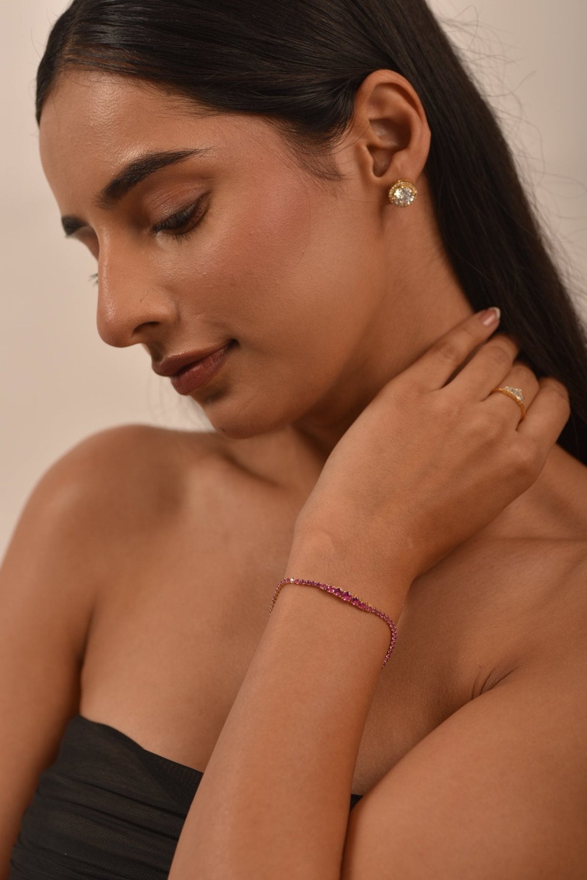 3.36 Carat Natural Pink Sapphire Graduated Tennis Bracelet in 14K/18K Solid Gold
