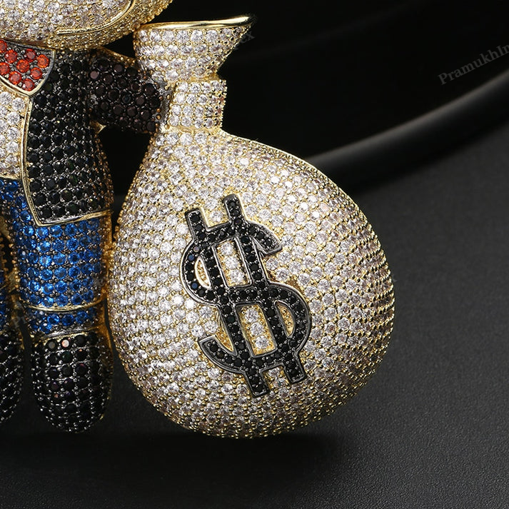 Moissanite Multi-Color Richie Rich Money Bag Pendant