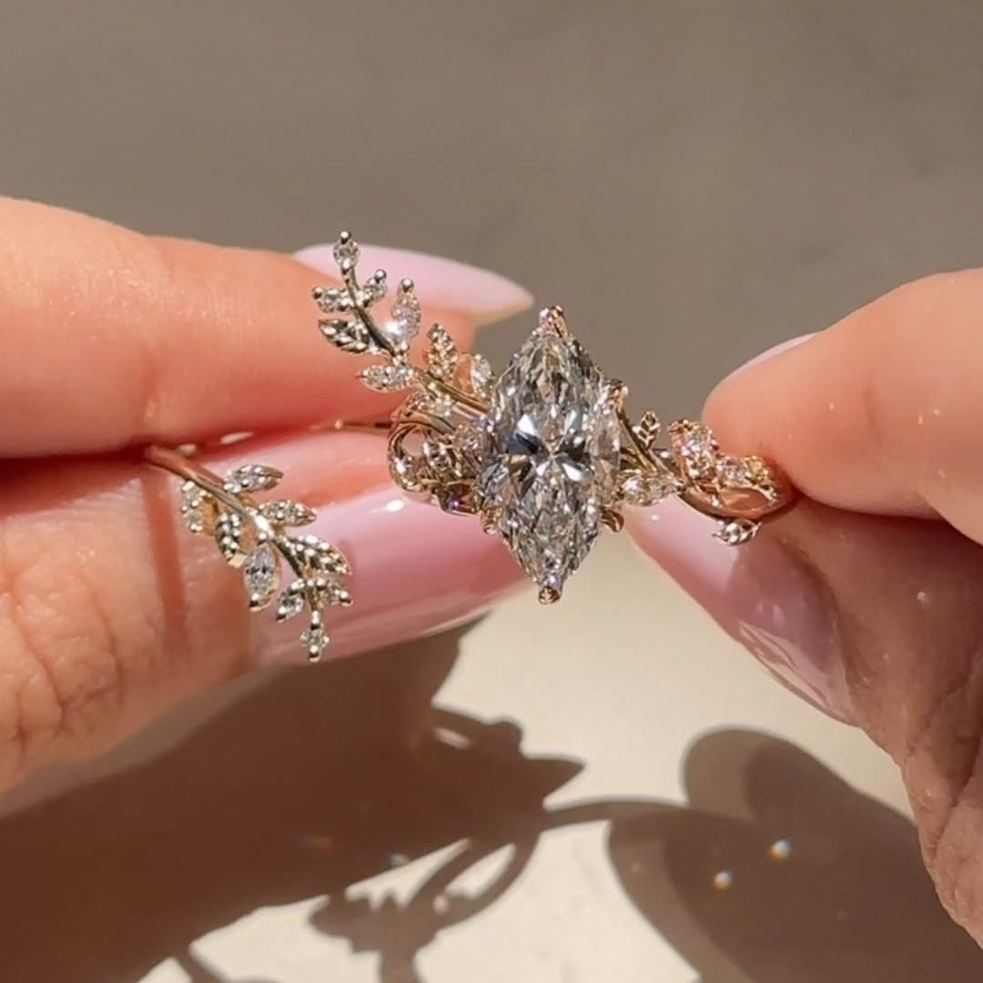 Enchanted Vine 3.0ct Marquise Cut Bridal Set In Sterling Silver
