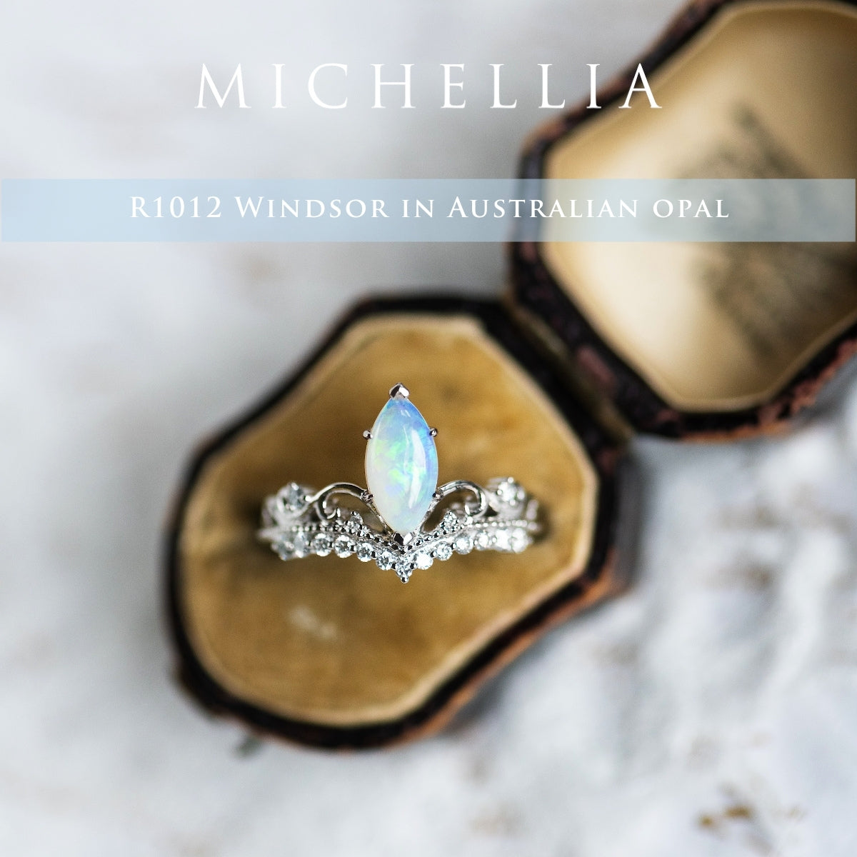 [Windsor] Heirloom Crown Marquise Cut Ring in Opal
