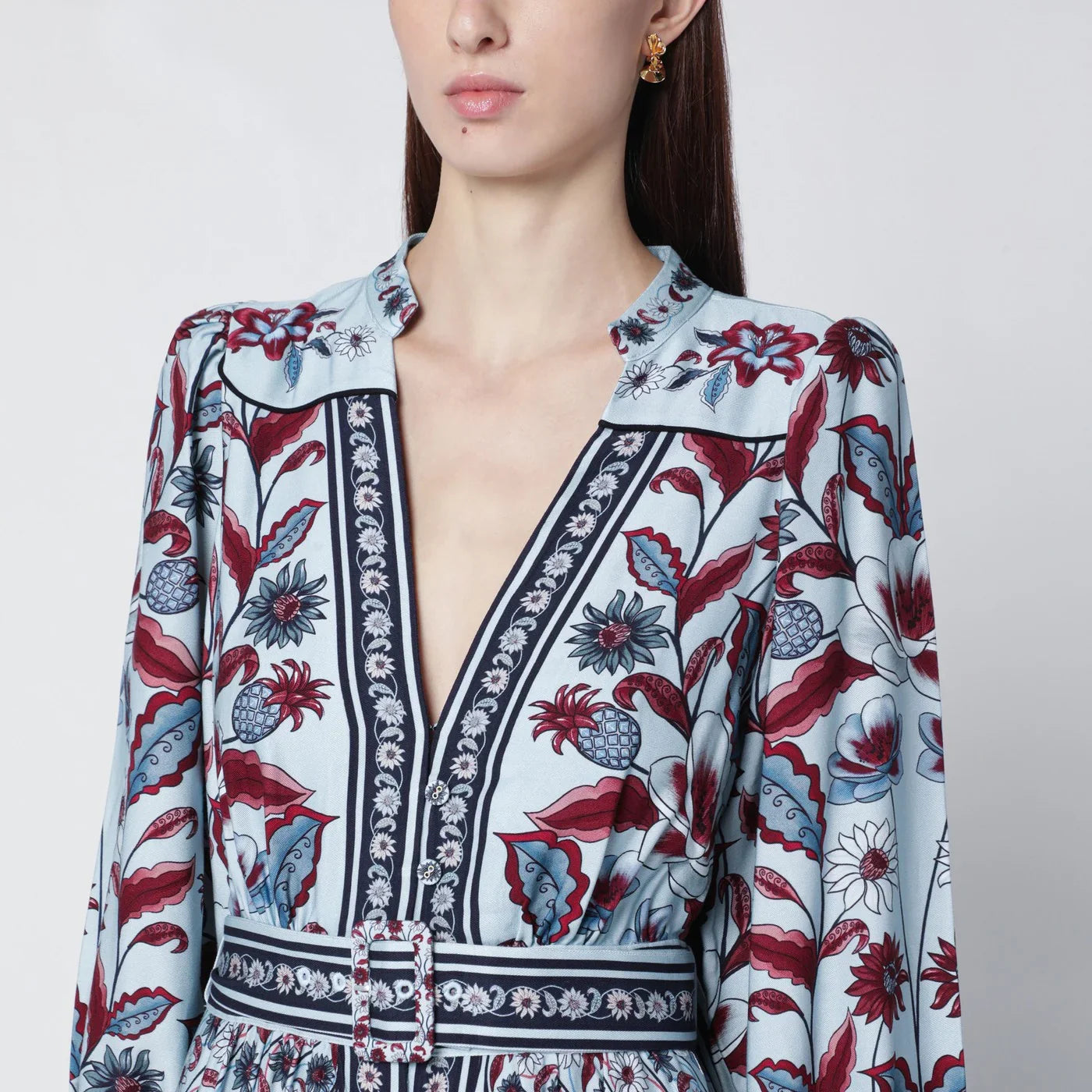 FARM Rio - Light blue midi dress with floral print