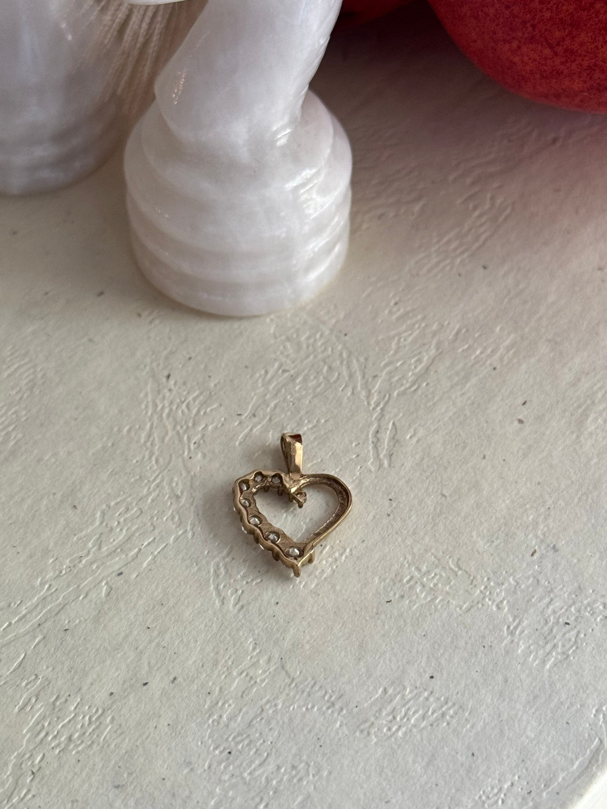 Vintage Yellow Gold & Diamond Heart Pendant