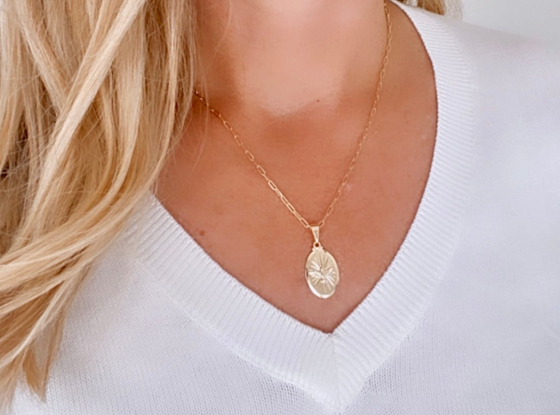 Etched Bird Necklace Gold Filled Dove Pendant Necklace Shiny Gold Oval Charm Necklace Sparrow Pendant Minimalist Jewelry Christmas Gift Idea