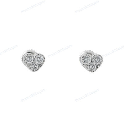 Three Stone Sterling Silver Heart Shape Earring