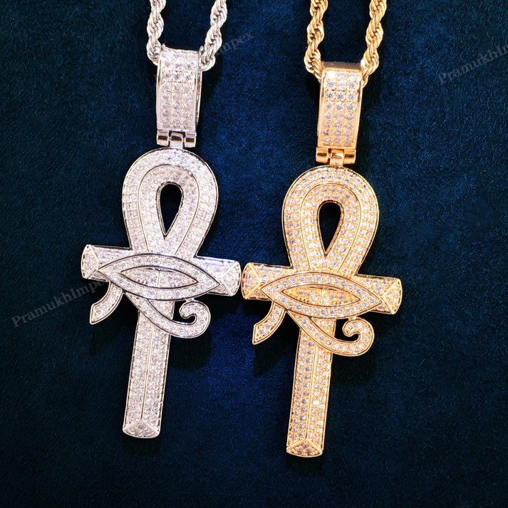 S925 Sterling Silver Eye of Horus Ankh Cross Pendant