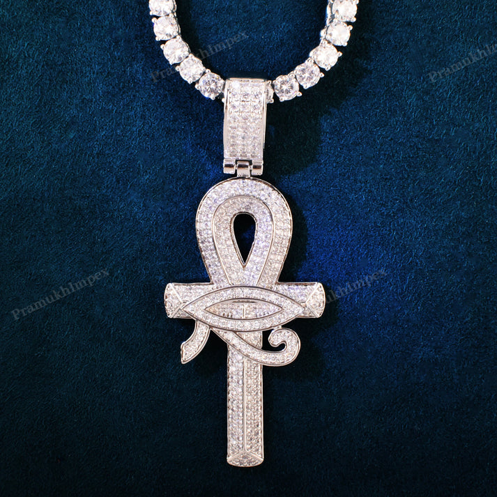 S925 Sterling Silver Eye of Horus Ankh Cross Pendant