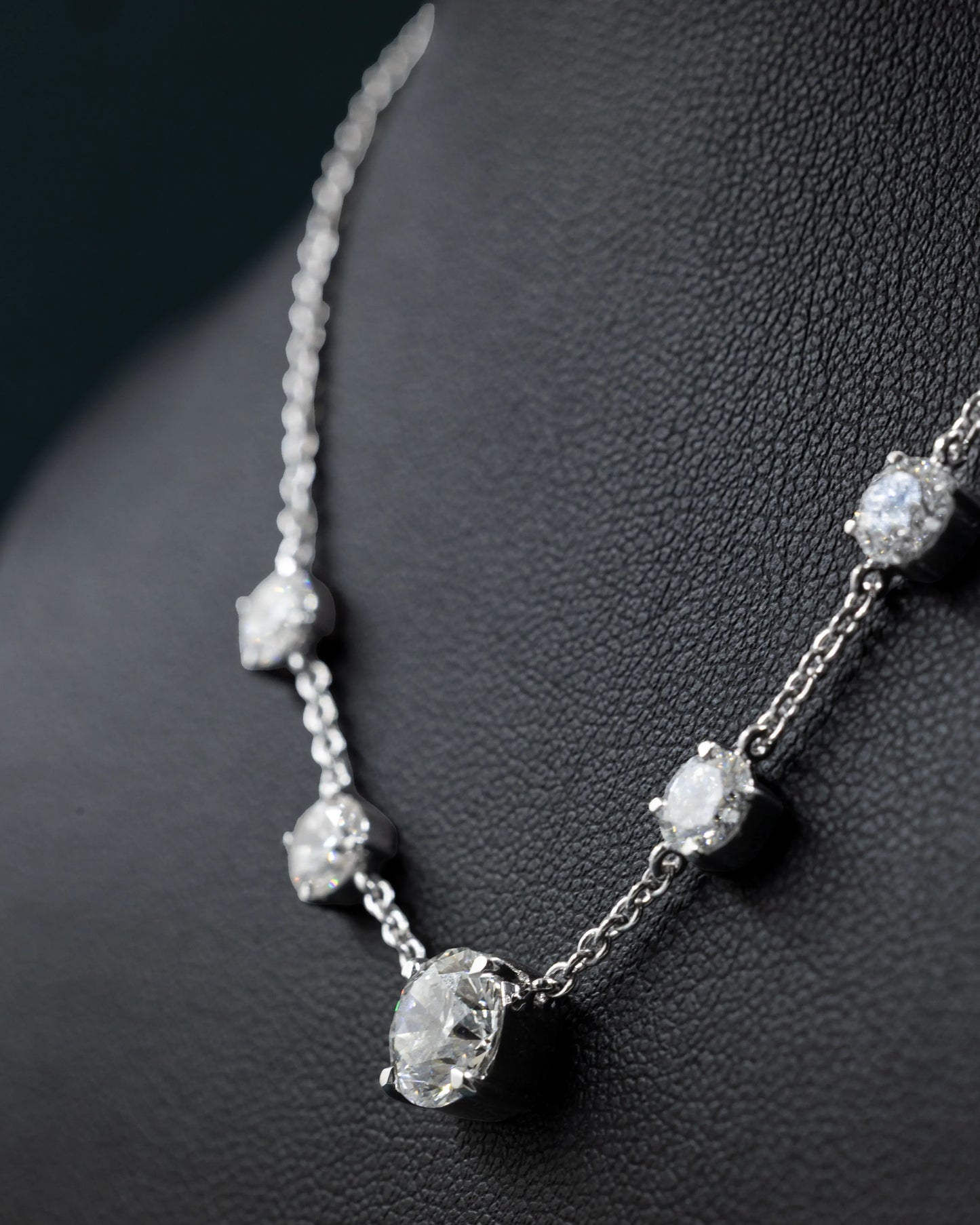 3.83 CTW Round CVD Lab-Grown Diamond Station Necklace