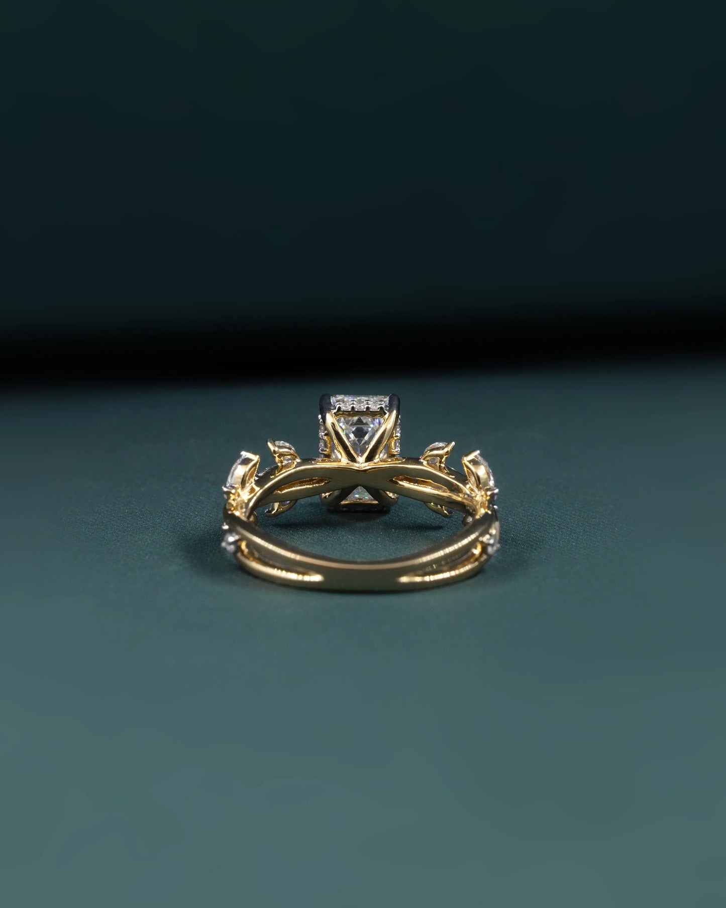 4.92 CTW Emerald & Pear Cut Lab-Grown Diamond Nature-Inspired Engagement Ring