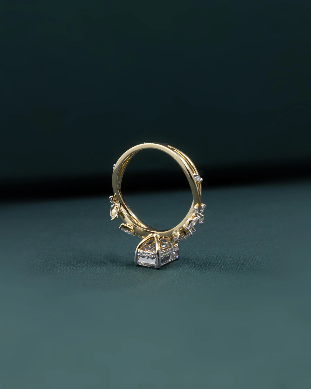 4.92 CTW Emerald & Pear Cut Lab-Grown Diamond Nature-Inspired Engagement Ring