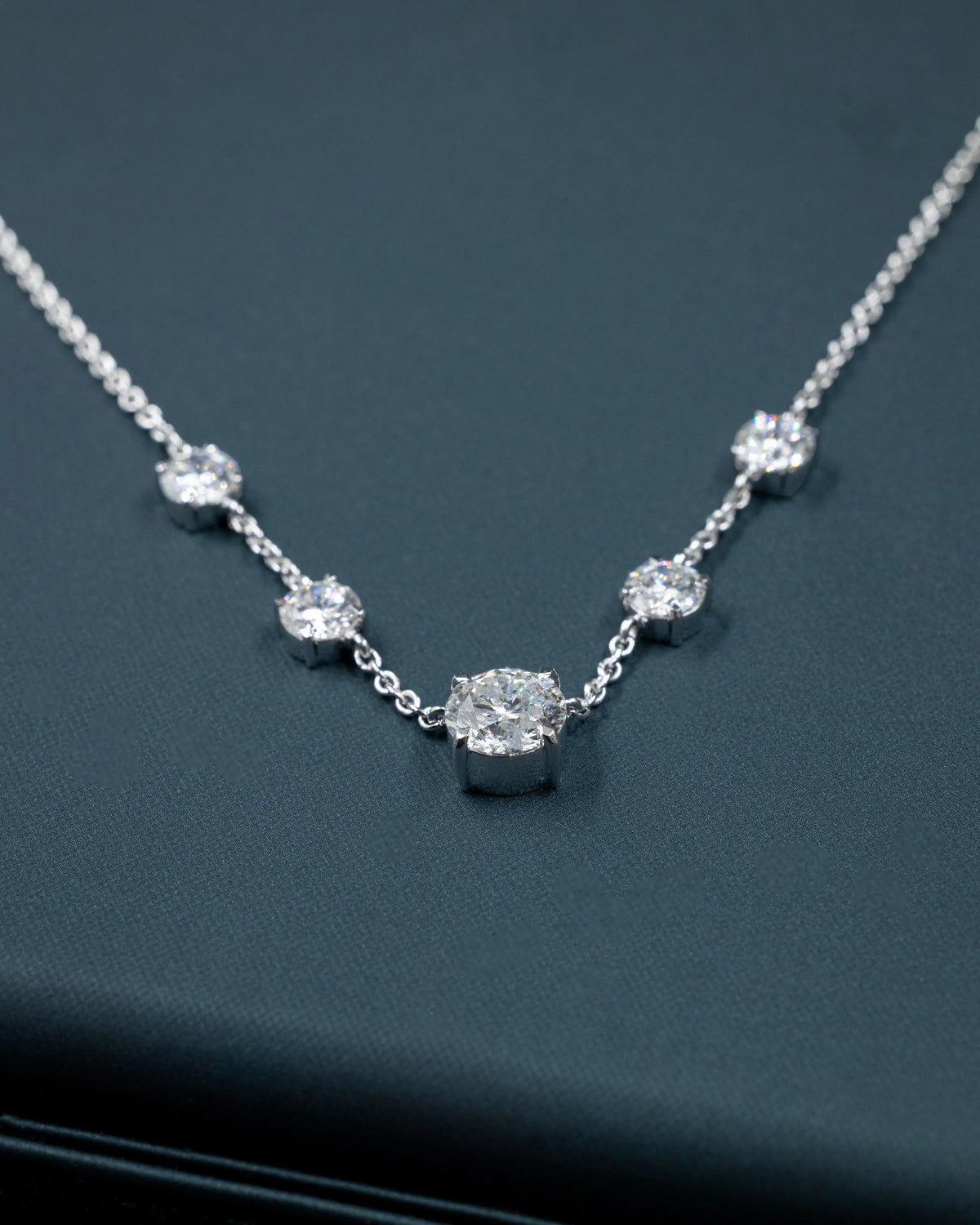 3.83 CTW Round CVD Lab-Grown Diamond Station Necklace