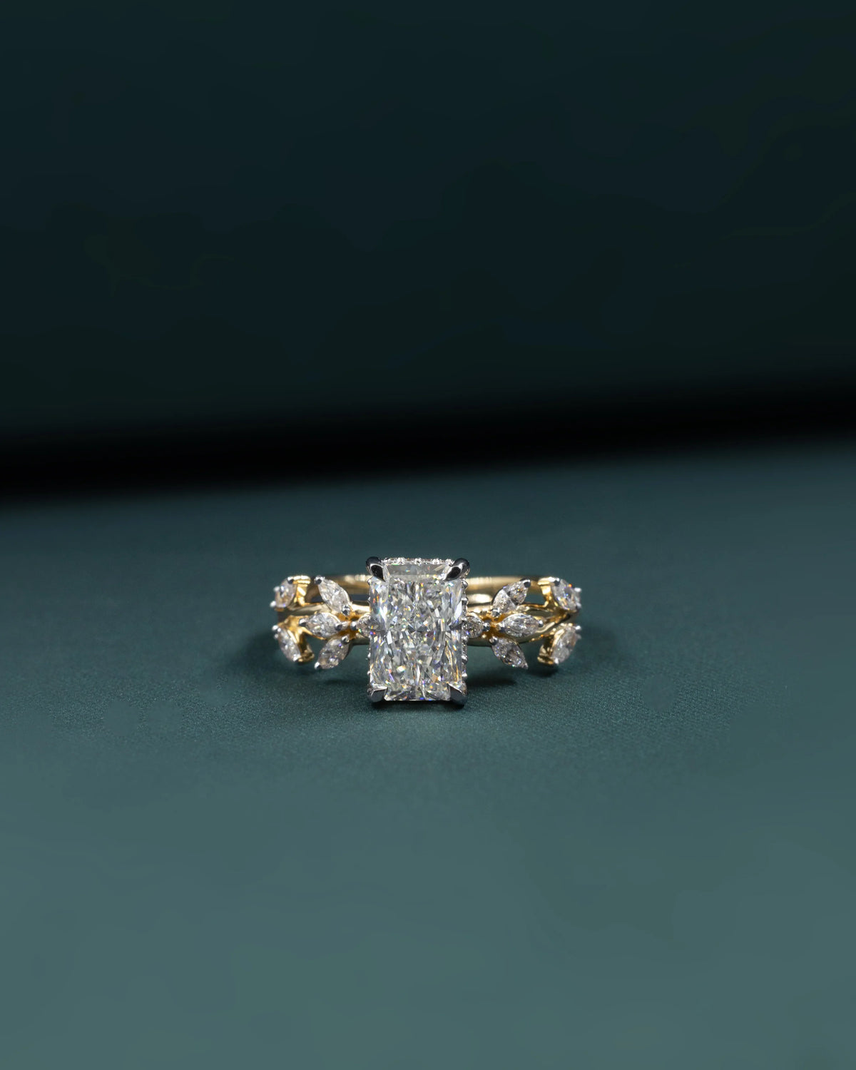 2.50 CTW Radiant Cut Lab-Grown Diamond Nature Inspired Engagement Ring