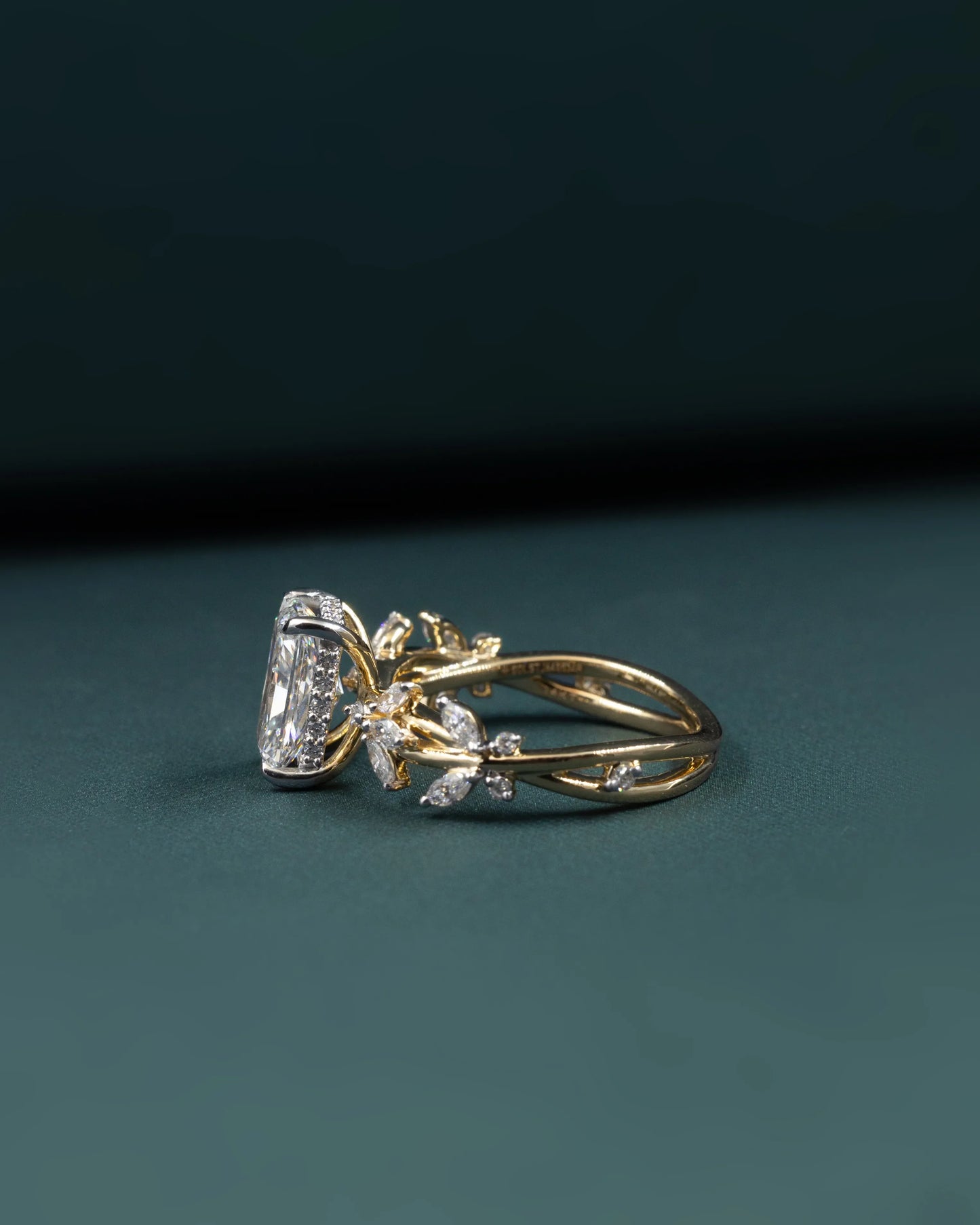 2.50 CTW Radiant Cut Lab-Grown Diamond Nature Inspired Engagement Ring