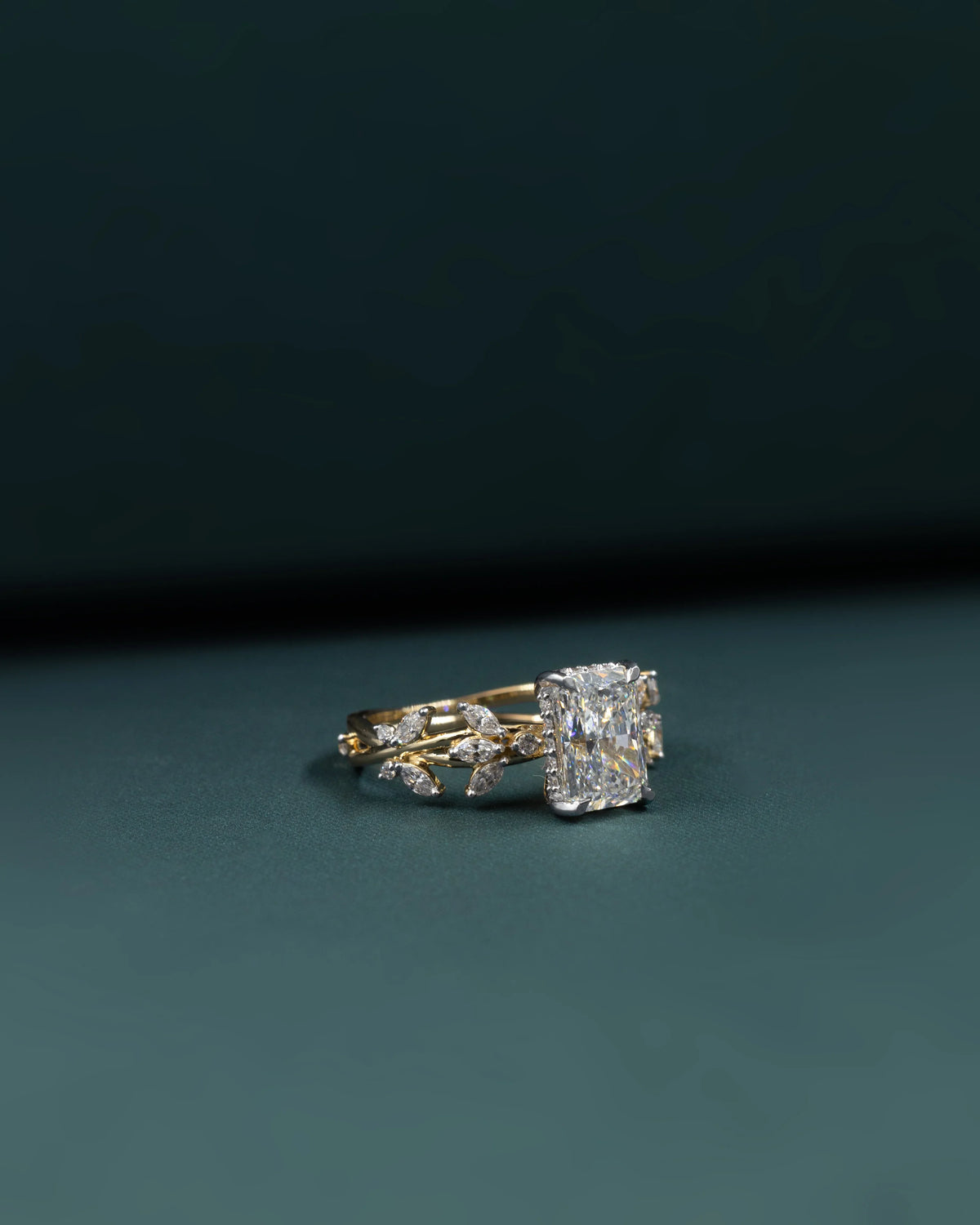 2.50 CTW Radiant Cut Lab-Grown Diamond Nature Inspired Engagement Ring