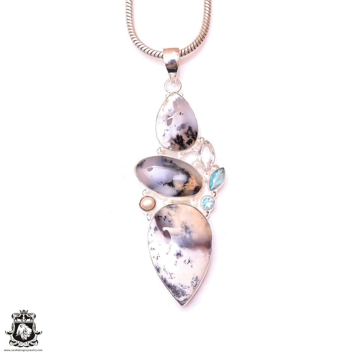 Merlinite Dendritic Opal Topaz Pendant & 3MM Italian Chain P10065