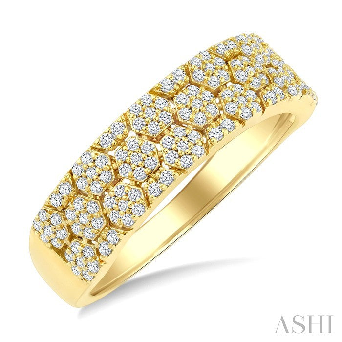 Hexagon Shape Honeycomb Diamond Fashion Band