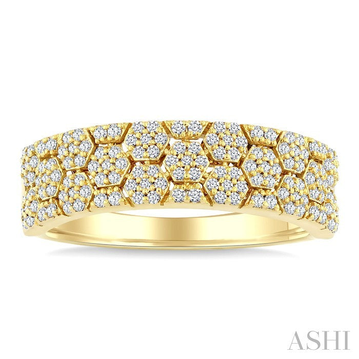 Hexagon Shape Honeycomb Diamond Fashion Band