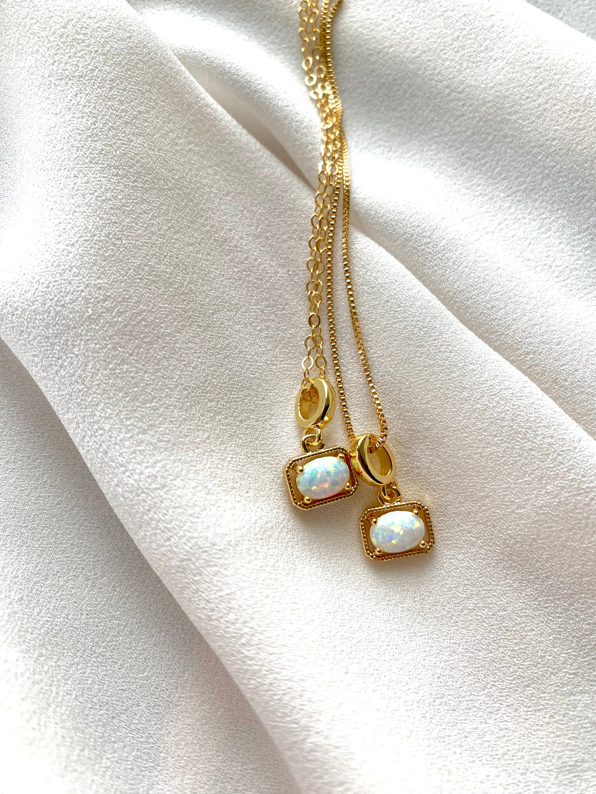Opal Charm Necklace October Birthstone Jewelry Dainty Opal Necklace Gold Filled Opal Pendant Box Chain Christmas Gift Bridal Party Jewelry