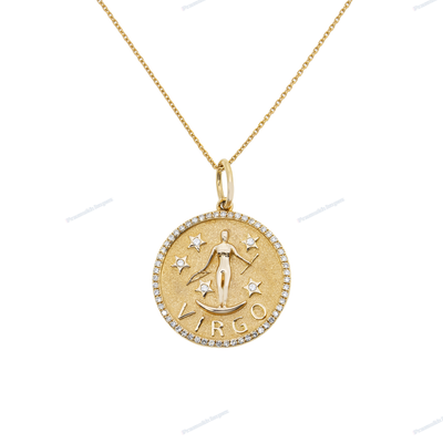Round Moissanite Silver Coin Pendant for Women