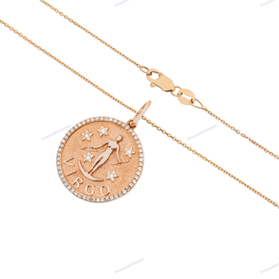 Round Moissanite Silver Coin Pendant for Women