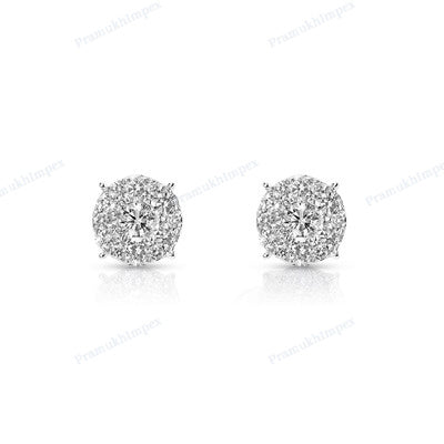 Unique Halo Setting White Gold Plated Earring