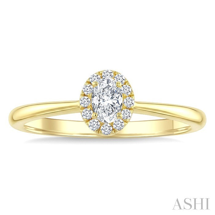 Oval Shape Halo Diamond Fashion Ring