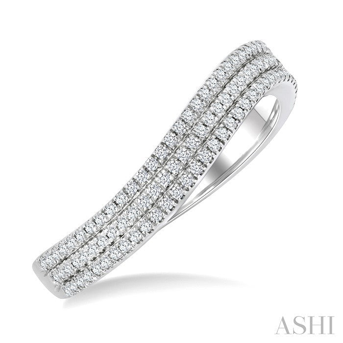 Three Row Wave Diamond Fashion Band