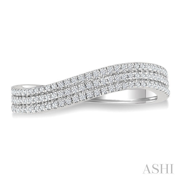 Three Row Wave Diamond Fashion Band