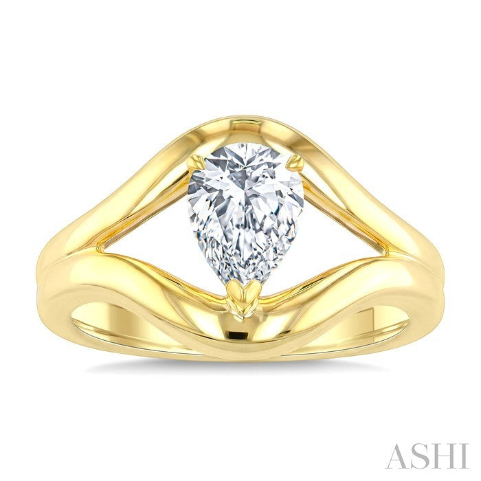 Aeris Gold Pear Shape Diamond Solitaire Ring