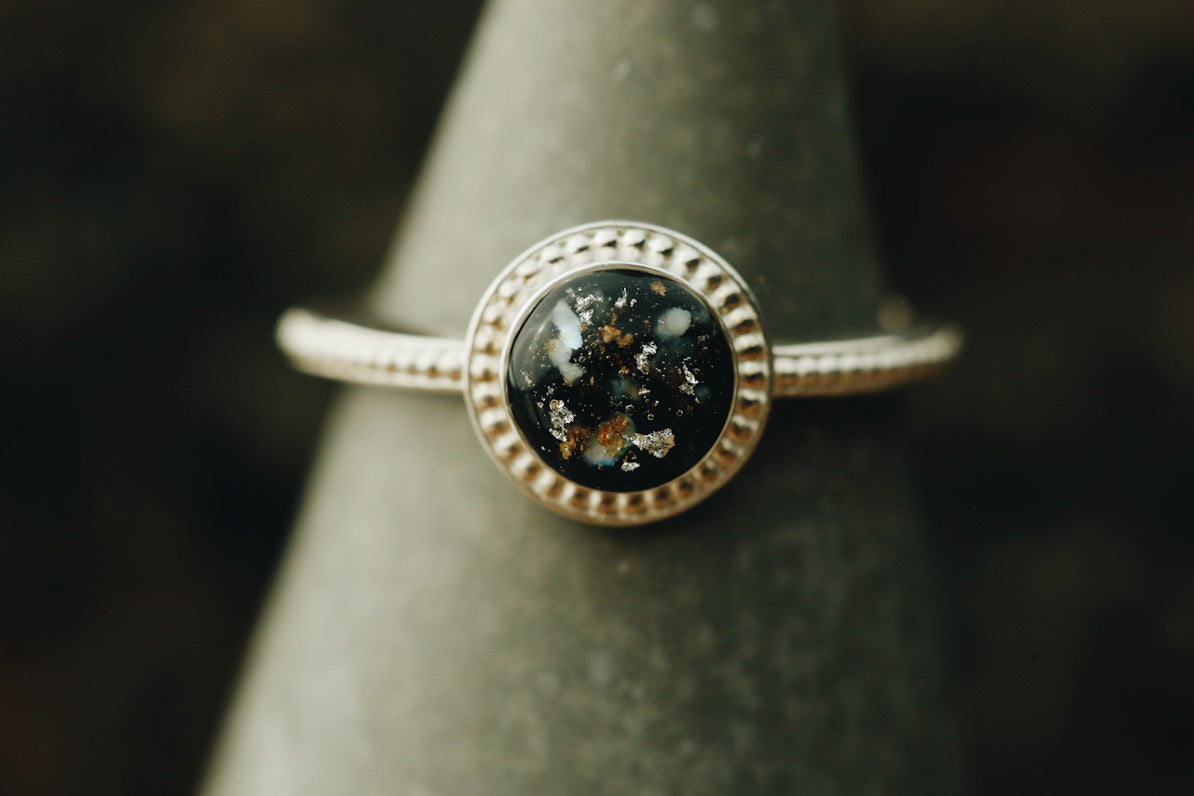 Round Beaded Halo Ring