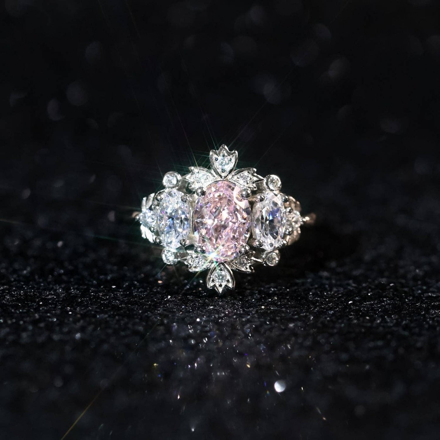 Lilyshade Morganite Ring: White Gold Vermeil  size P1/2