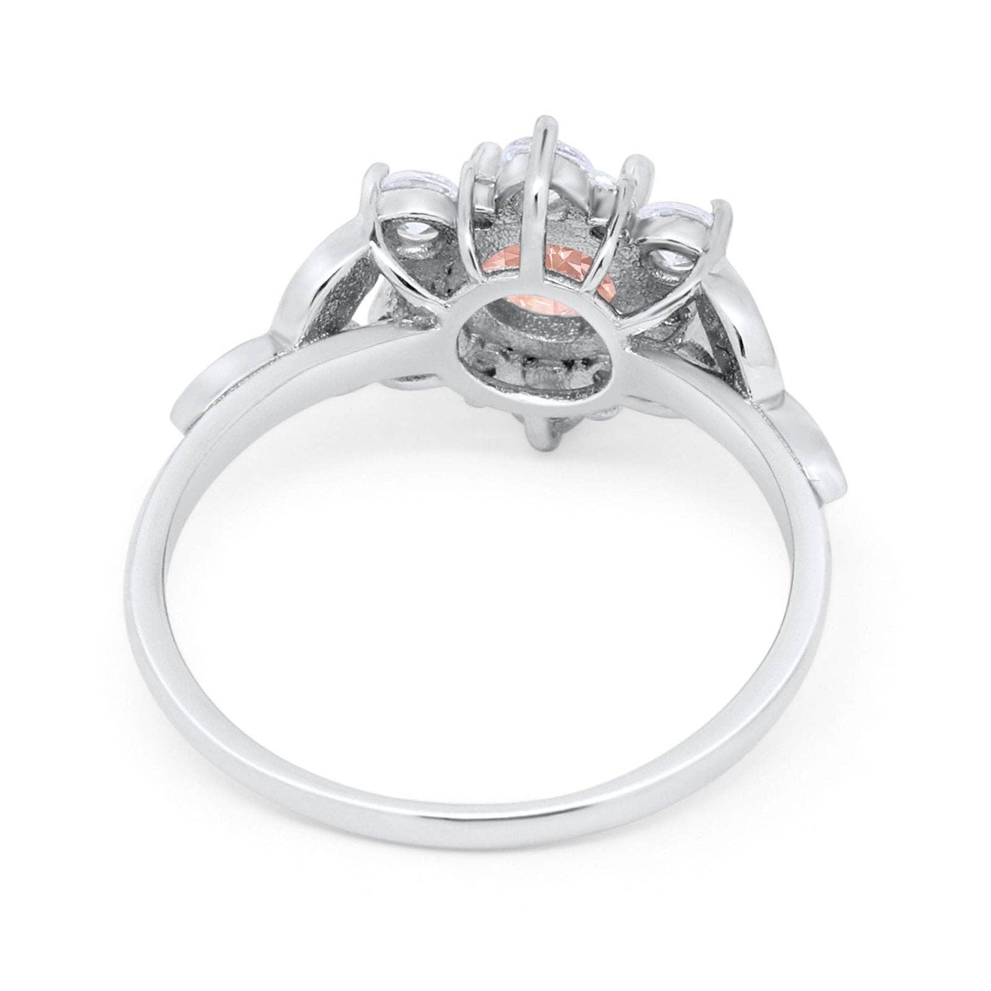 Floral Cluster Simulated Morganite CZ Wedding Ring: Simulated Morganite CZ size r