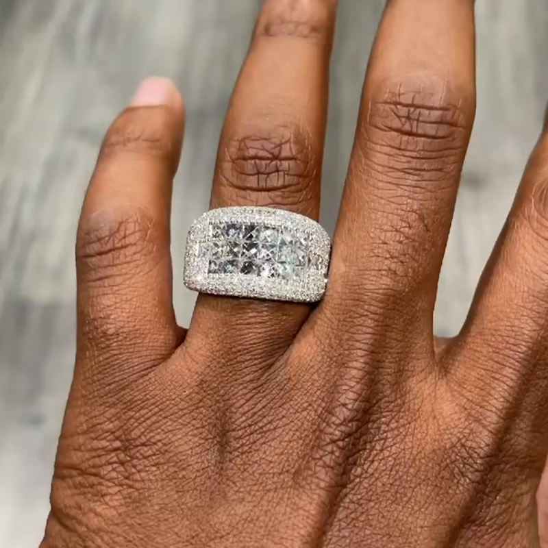 5ctw Princess Cut White Sapphire Handmade Men's Ring