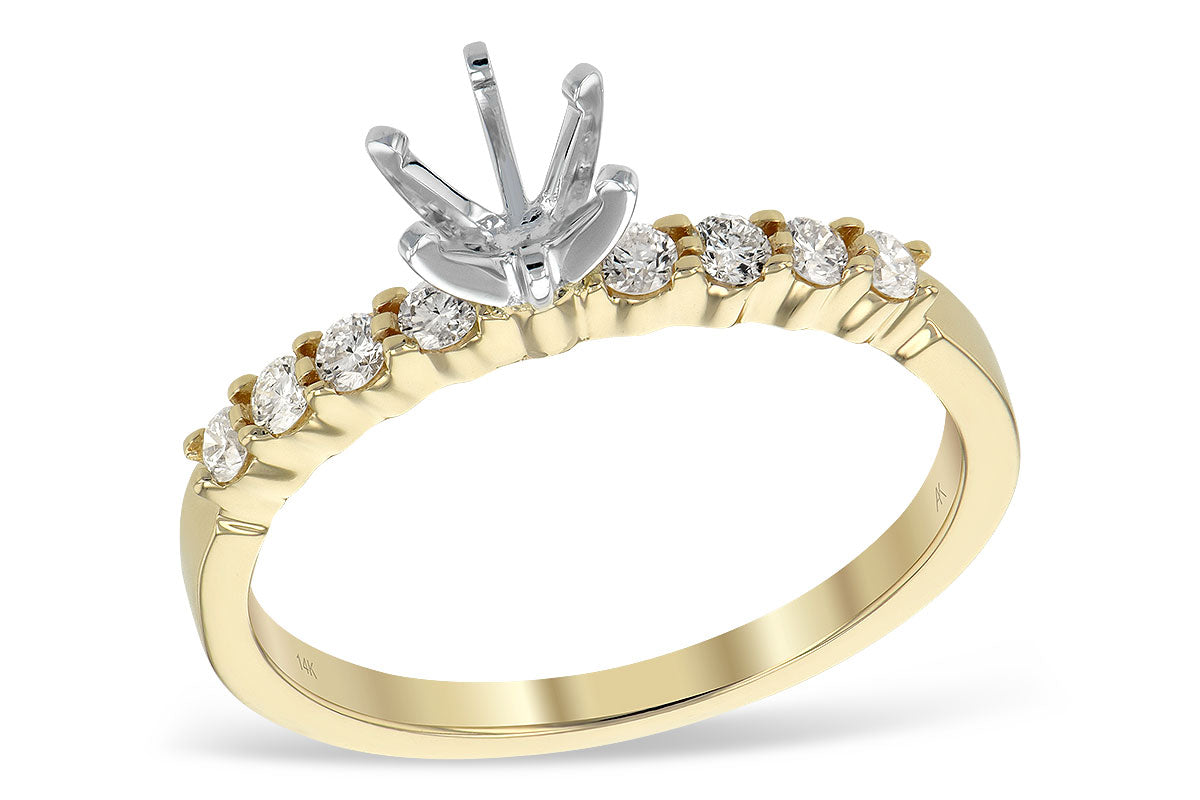 14KY Diamond Semi-Mount Ring with 0.50ct CZ Center