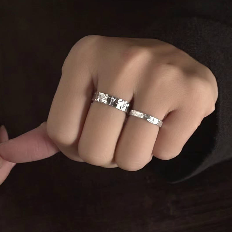 Fortune Jewel 925 Sterling Silver Simple Design Blessing Couple Ring