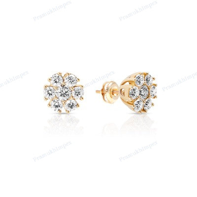 VVS Moissanite Diamond Floral Shape Hip Hop Earrings