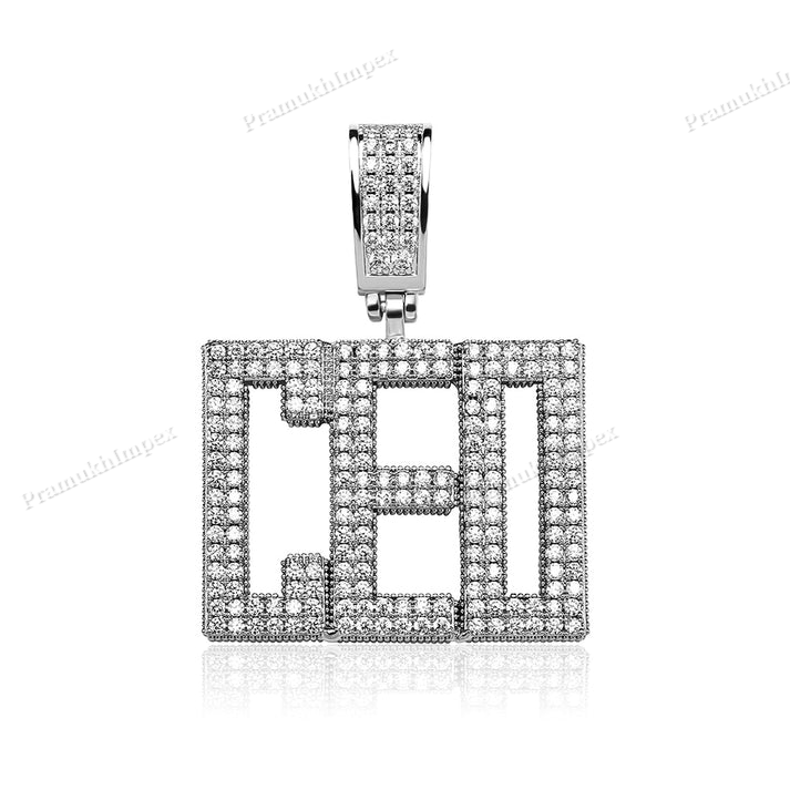 Sterling Silver Moissanite KING Gold Plated Letter Pendant