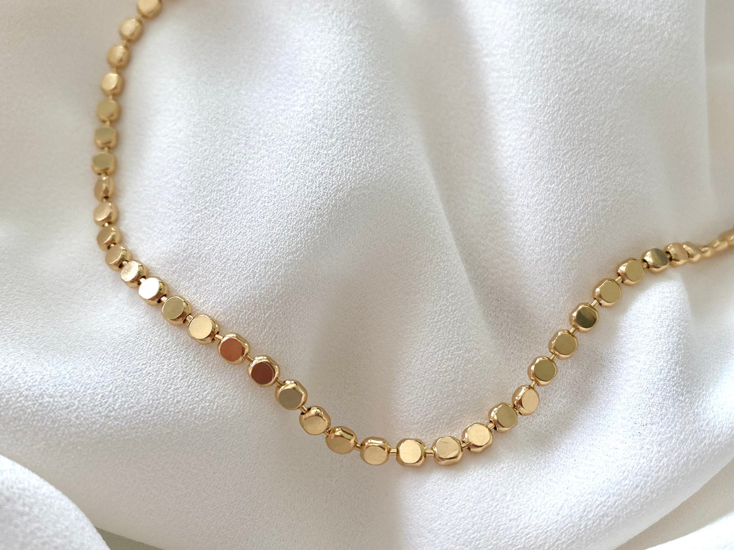 Gold Filled Dot Bead Chain Necklace Minimalist Layering Necklaces for Women - Rope Twist Paperclip