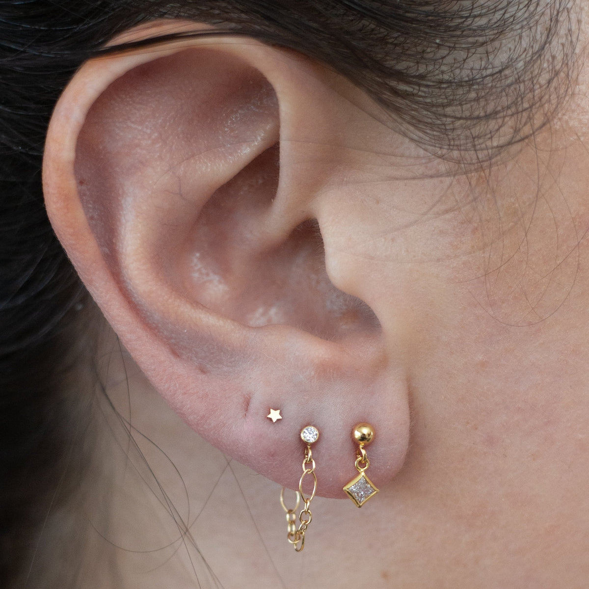 Stud and Diamond Drop Dangle Earrings in 14 karat Gold Fill / ready to ship
