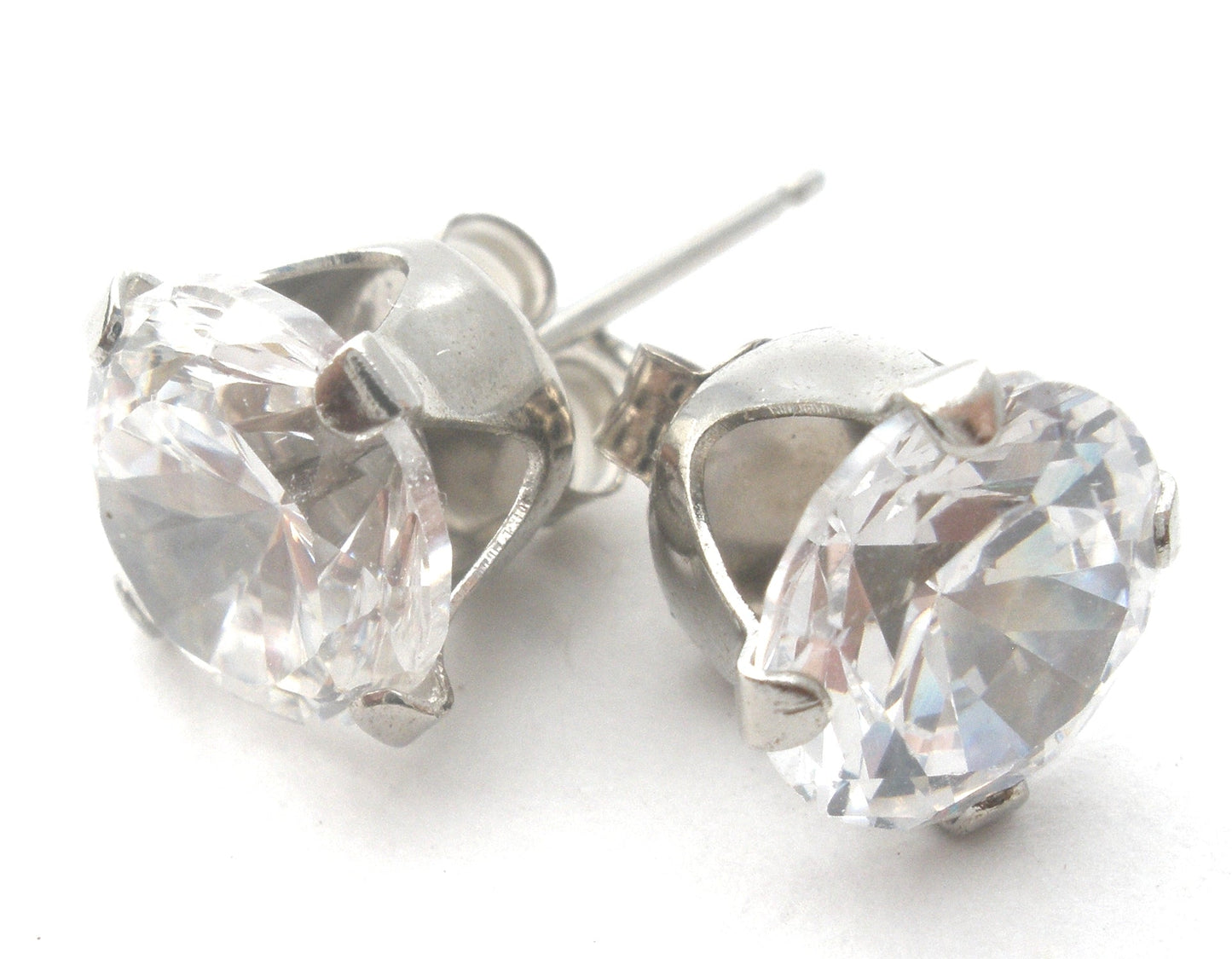 3 Carat Clear CZ Stud Earrings 14K Gold